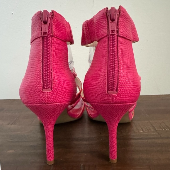 NINE WEST Hot Pink Vegan Leather Strappy High Heel Sandals Stiletto Sz 10 Womens - Picture 4 of 9